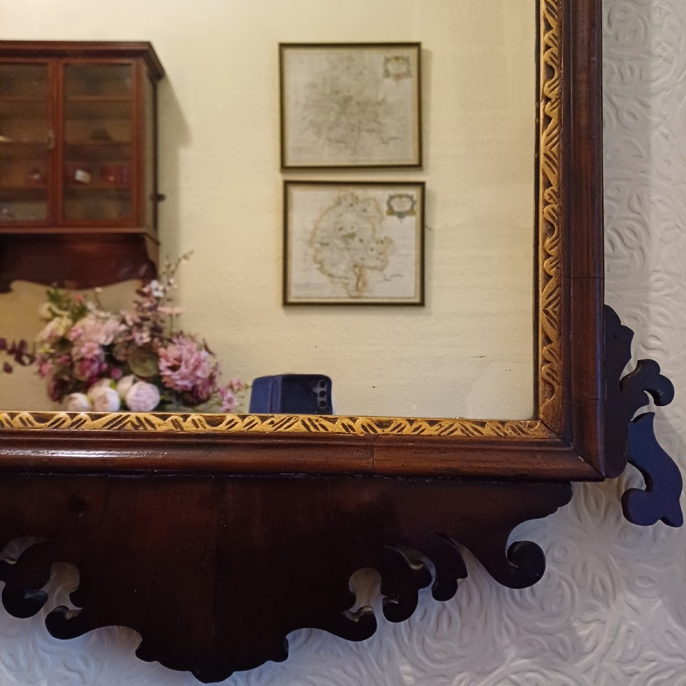 A large fret fretcut mahogany wall mirror.  Chippendale.  Georgian  View III