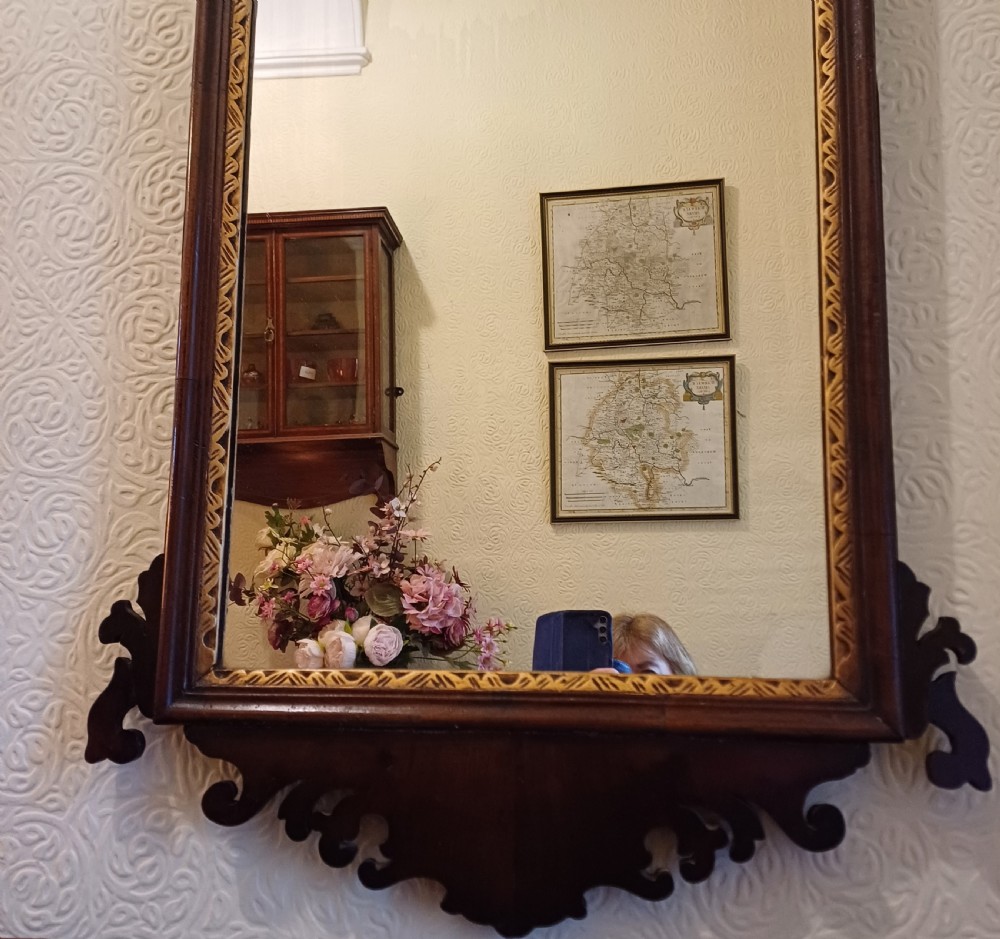 A large fret fretcut mahogany wall mirror.  Chippendale.  Georgian  View VI