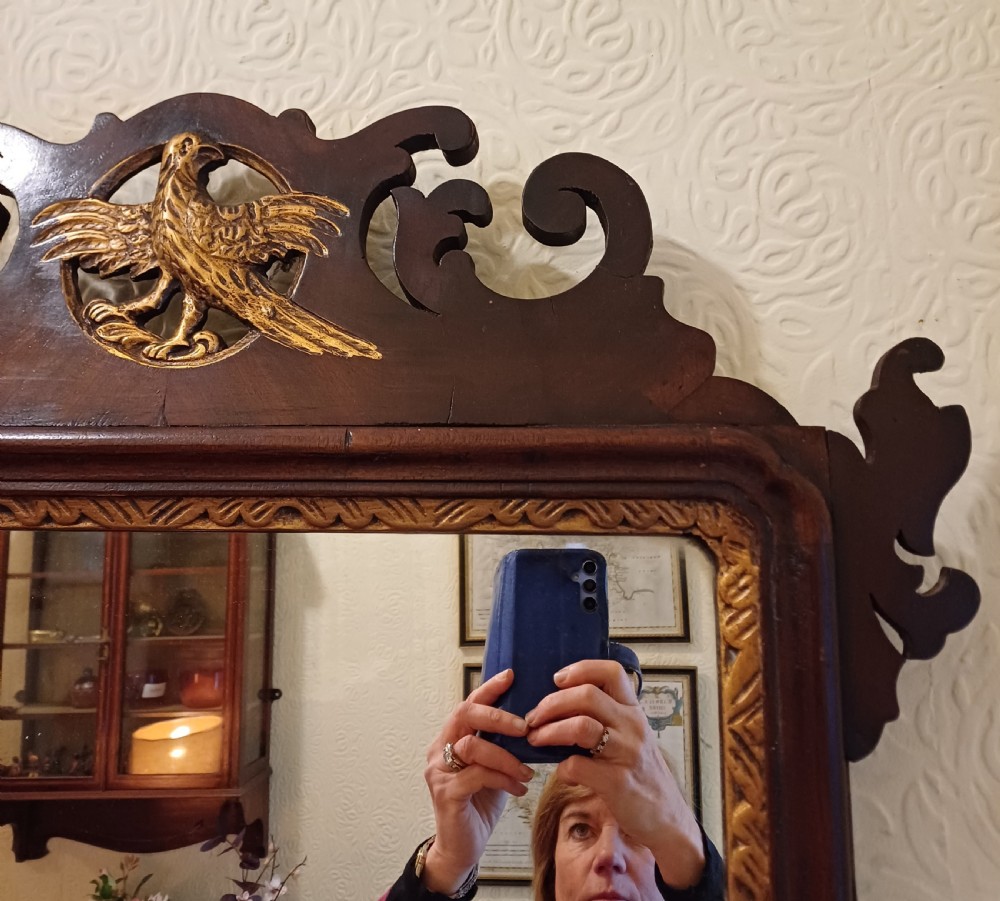 A large fret fretcut mahogany wall mirror.  Chippendale.  Georgian  View VII