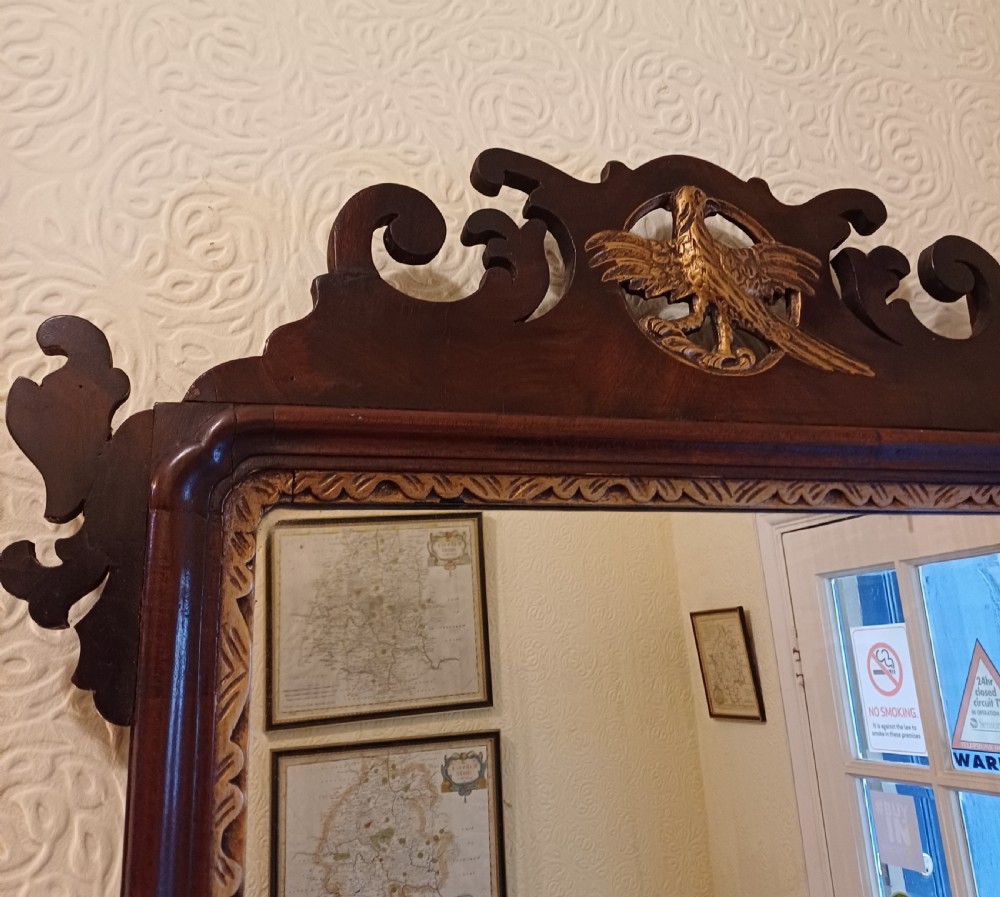 A large fret fretcut mahogany wall mirror.  Chippendale.  Georgian  View VIII