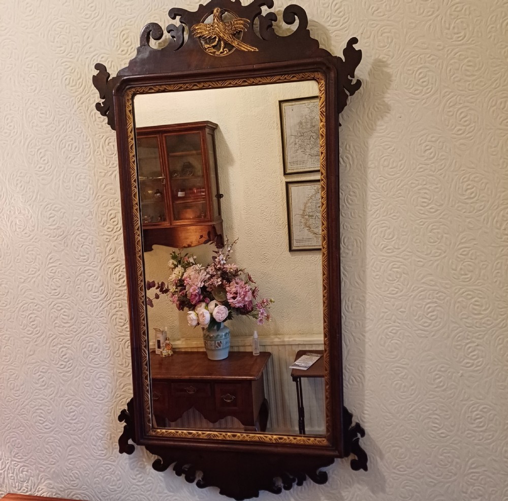 A large fret fretcut mahogany wall mirror.  Chippendale.  Georgian  View IX