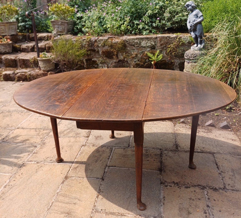 18th century oak drop leaf dining table View II