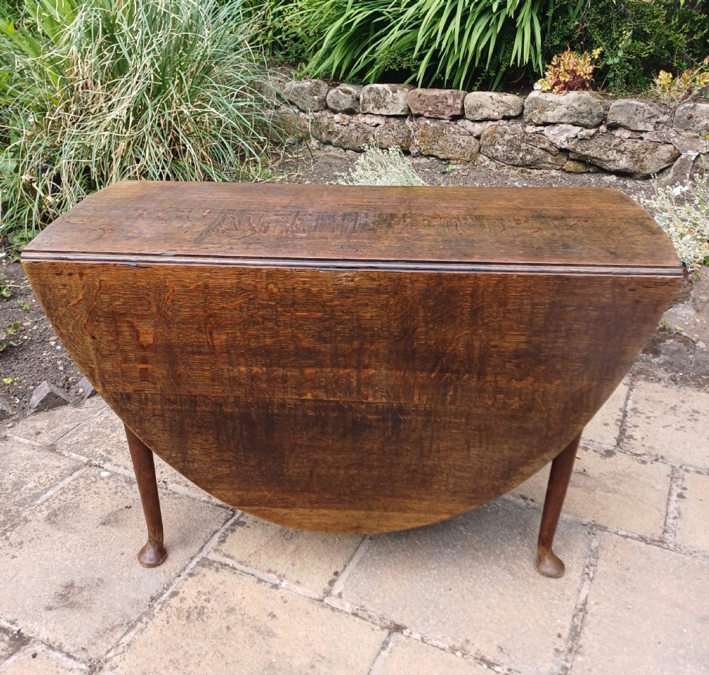 18th century oak drop leaf dining table View V