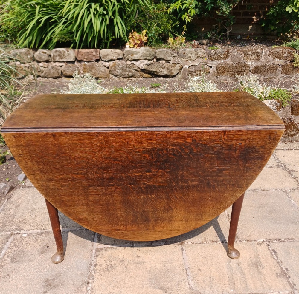 18th century oak drop leaf dining table View VI