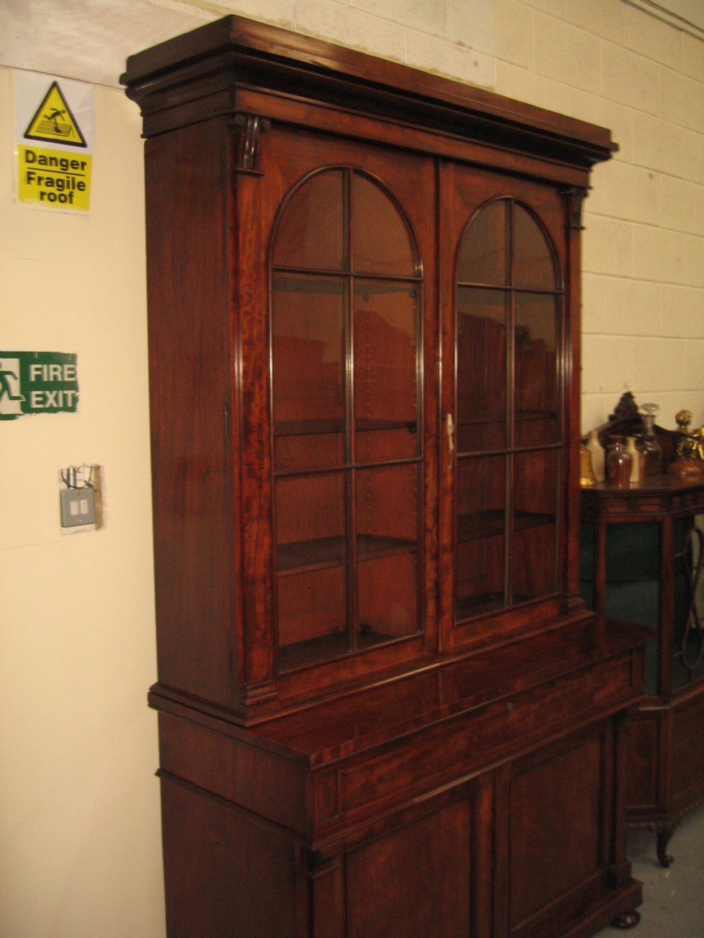 Large  19th century mahogany cupboard bookcase View XII
