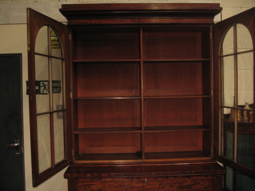 Large  19th century mahogany cupboard bookcase View XIII