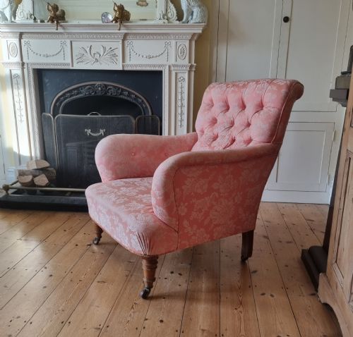 19th century buttonback armchair - CATEGORY: ANTIQUE CHAIRS - DATED 1870