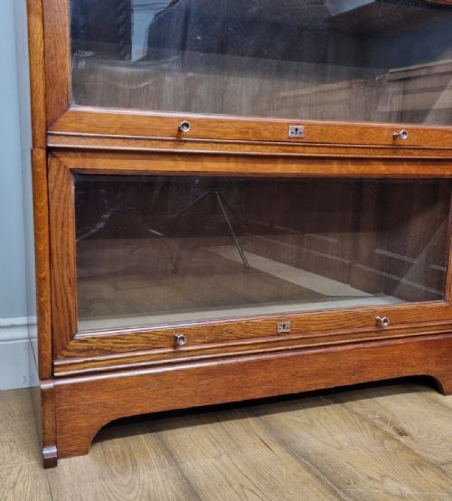 AN ANTIQUE OAK 3 TIER GLOBE WERNICKE STYLE BOOKCASE - ADDITIONAL PHOTO 5