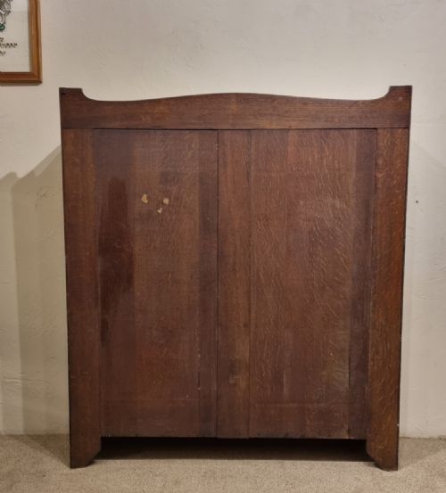 AN ANTIQUE ARTS CRAFTS STYLE OAK BOOKCASE - ADDITIONAL PHOTO 9
