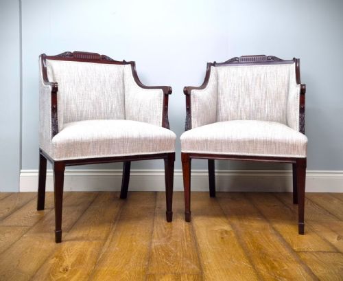 A FINE PAIR OF EDWARDIAN ARMCHAIRS - ADDITIONAL PHOTO 2