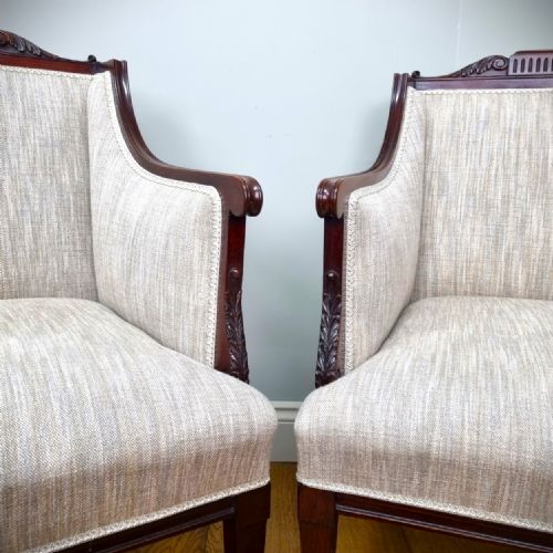 A FINE PAIR OF EDWARDIAN ARMCHAIRS - ADDITIONAL PHOTO 3