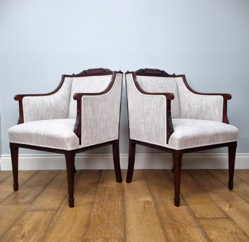 A FINE PAIR OF EDWARDIAN ARMCHAIRS - ADDITIONAL PHOTO 5
