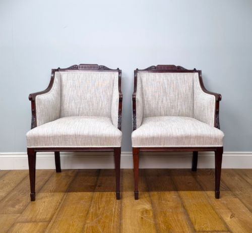 A FINE PAIR OF EDWARDIAN ARMCHAIRS - ADDITIONAL PHOTO 9