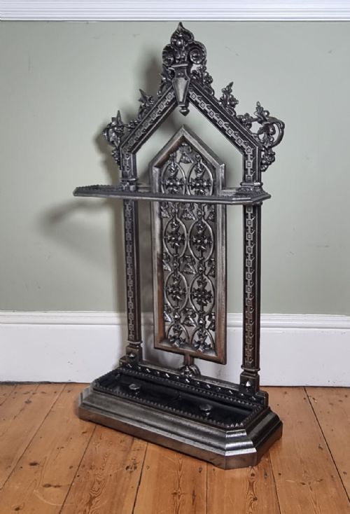 A FINE CAST IRON STICK STAND AESTHETIC MOVEMENT DATED1869 - ADDITIONAL PHOTO 1