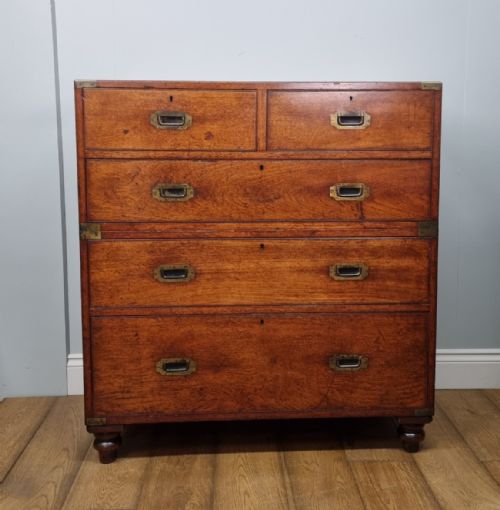 a fine antique campaign chest of drawers by s w silver co - CATEGORY: ANTIQUE CHEST OF DRAWERS - DATED 1860