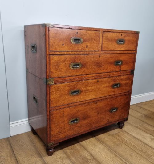 A FINE ANTIQUE CAMPAIGN CHEST OF DRAWERS BY S W SILVER CO - ADDITIONAL PHOTO 1