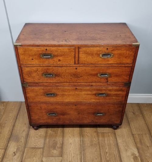 A FINE ANTIQUE CAMPAIGN CHEST OF DRAWERS BY S W SILVER CO - ADDITIONAL PHOTO 2