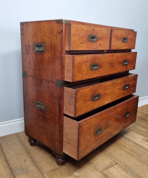 A FINE ANTIQUE CAMPAIGN CHEST OF DRAWERS BY S W SILVER CO - ADDITIONAL PHOTO 3
