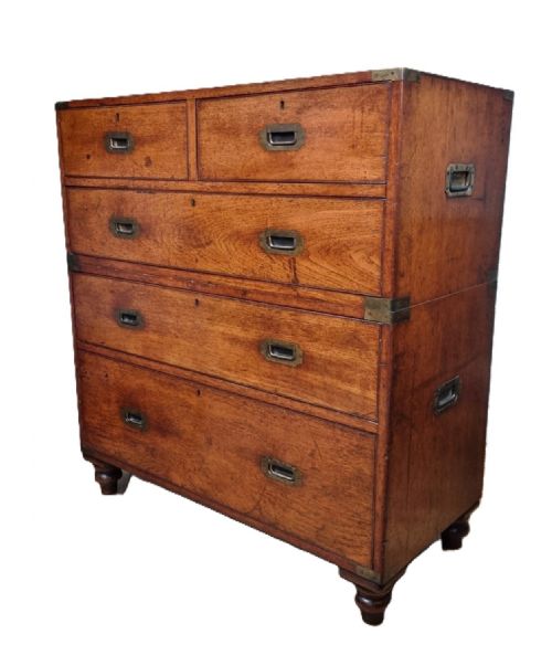 A FINE ANTIQUE CAMPAIGN CHEST OF DRAWERS BY S W SILVER CO - ADDITIONAL PHOTO 10