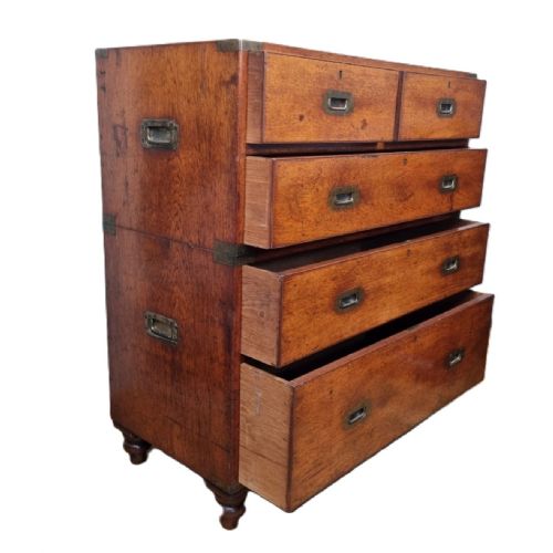 A FINE ANTIQUE CAMPAIGN CHEST OF DRAWERS BY S W SILVER CO - ADDITIONAL PHOTO 11