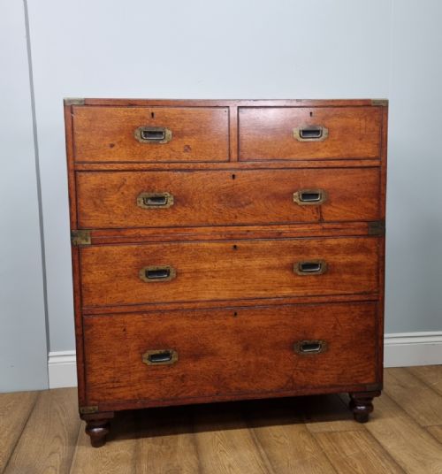 A FINE ANTIQUE CAMPAIGN CHEST OF DRAWERS BY S W SILVER CO - ADDITIONAL PHOTO 12