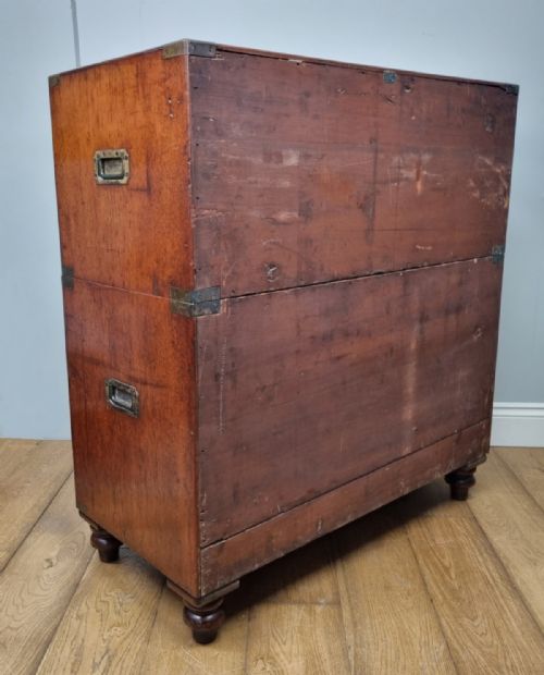 A FINE ANTIQUE CAMPAIGN CHEST OF DRAWERS BY S W SILVER CO - ADDITIONAL PHOTO 13