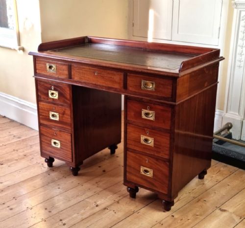 19th century mahogany campaign desk - CATEGORY: ANTIQUE DESKS - DATED 1890