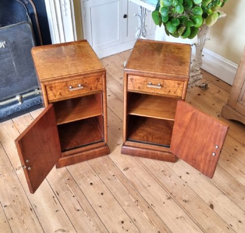 PAIR OF ART DECO BURR WALNUT BEDSIDE CABINETS - ADDITIONAL PHOTO 7
