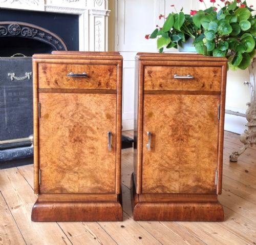 PAIR OF ART DECO BURR WALNUT BEDSIDE CABINETS - ADDITIONAL PHOTO 8