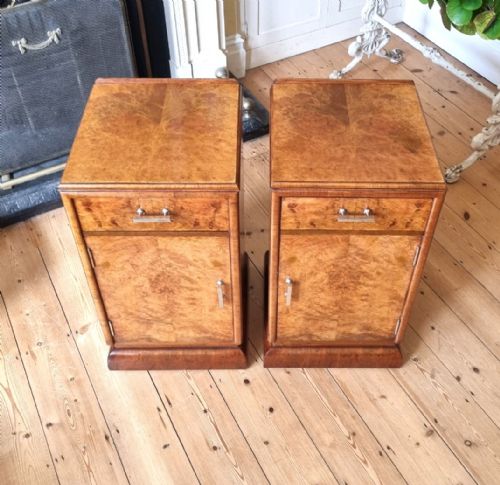 PAIR OF ART DECO BURR WALNUT BEDSIDE CABINETS - ADDITIONAL PHOTO 9