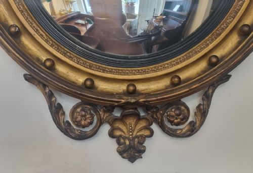 A FINE ANTIQUE CONVEX MIRROR ORIGINAL CONDITION CIRCA 1830 - ADDITIONAL PHOTO 3