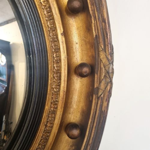A FINE ANTIQUE CONVEX MIRROR ORIGINAL CONDITION CIRCA 1830 - ADDITIONAL PHOTO 5