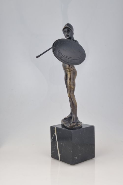 A 1920'S BRONZE GLADIATOR - ADDITIONAL PHOTO 2