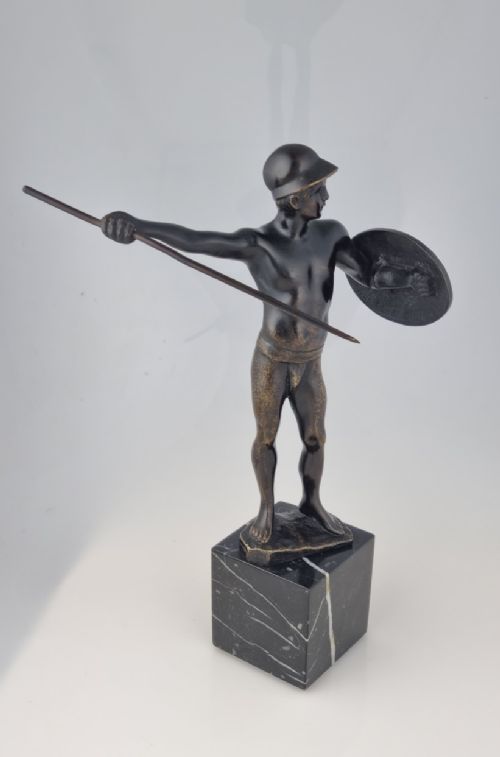 A 1920'S BRONZE GLADIATOR - ADDITIONAL PHOTO 5