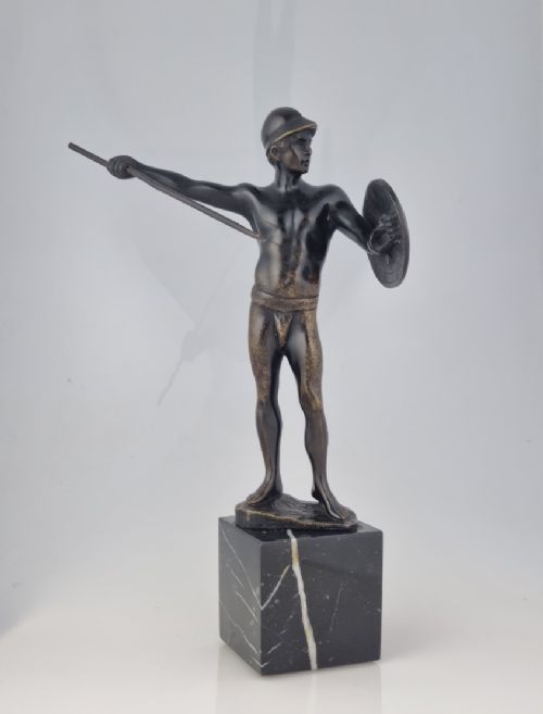 A 1920'S BRONZE GLADIATOR - ADDITIONAL PHOTO 6