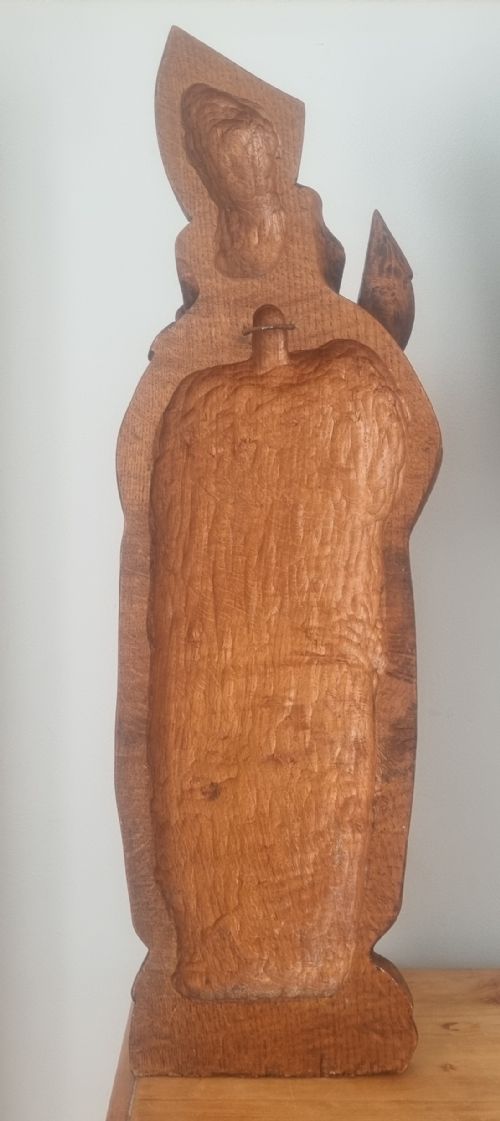 A LARGE AND IMPRESSIVE CARVED OAK FIGURE OF ST BLAISE OF SEBASTE - ADDITIONAL PHOTO 7
