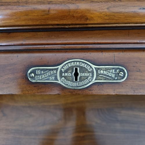 AN ANTIQUE WALNUT DESK BY THE BOSTON CHAIR COMPANY OF MASSACHUSETTS CIRCA 1885 - ADDITIONAL PHOTO 2