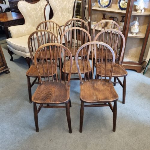 set of eight antique hoopback windsor style chairs - CATEGORY: ANTIQUE CHAIRS - DATED 1900