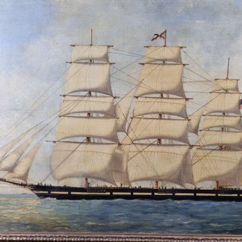 AN IMPRESSIVE 19TH CENTURY MARITIME PAINTING OF THE AMERICAN CLIPPER 'OCEAN EXPRESS' - ADDITIONAL PHOTO 3