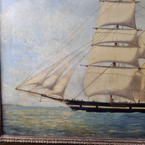 AN IMPRESSIVE 19TH CENTURY MARITIME PAINTING OF THE AMERICAN CLIPPER 'OCEAN EXPRESS' - ADDITIONAL PHOTO 4