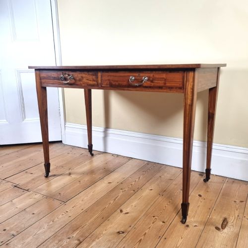 AN ANTIQUE 'SATINWOOD' WRITING TABLE WITH TULIPWOOD BANDED DECORATION - ADDITIONAL PHOTO 18