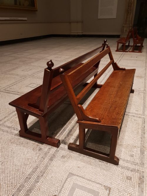 ANTIQUE GOTHIC MAHOGANY HALL BENCH - ADDITIONAL PHOTO 7