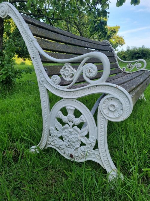 A CAST IRON GARDEN BENCH TO CELEBRATE QUEENS VICTORIA'S GOLDEN JUBILEE IN 1887 - ADDITIONAL PHOTO 6