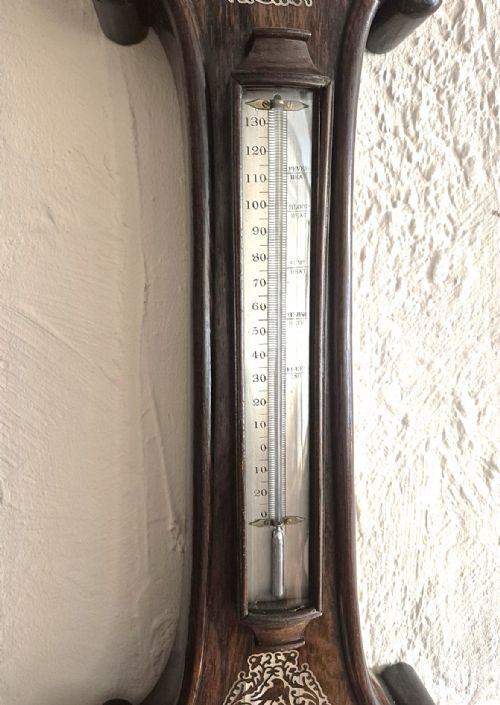 ANTIQUE WHEEL OR BANJO BAROMETER ROSEWOOD INLAID WITH MOTHER OF PEARL - ADDITIONAL PHOTO 7