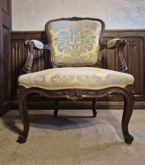 ANTIQUE FRENCH WALNUT ARMCHAIR - ADDITIONAL PHOTO 1