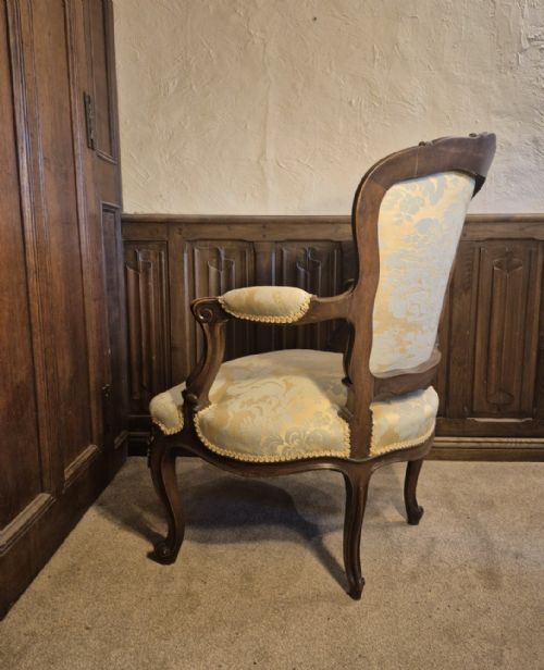 ANTIQUE FRENCH WALNUT ARMCHAIR - ADDITIONAL PHOTO 3
