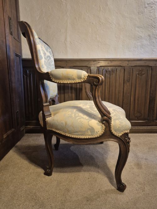 ANTIQUE FRENCH WALNUT ARMCHAIR - ADDITIONAL PHOTO 4