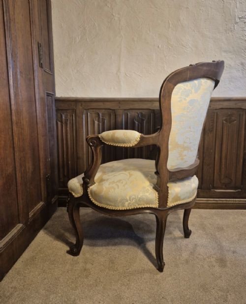 ANTIQUE FRENCH WALNUT ARMCHAIR - ADDITIONAL PHOTO 6