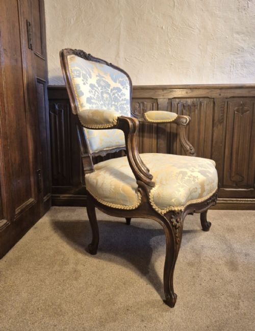 ANTIQUE FRENCH WALNUT ARMCHAIR - ADDITIONAL PHOTO 7