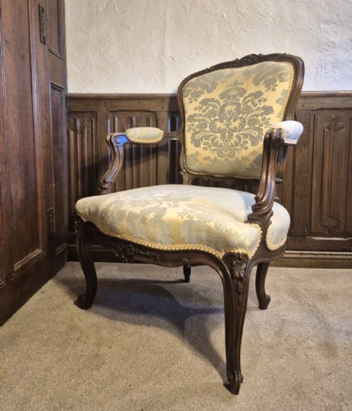 ANTIQUE FRENCH WALNUT ARMCHAIR - ADDITIONAL PHOTO 10